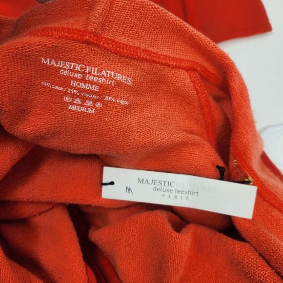 Majestic Filatures Men Zip Up Sweatshirt Hoodie Size Medium Orange NWT - Picture 7 of 7